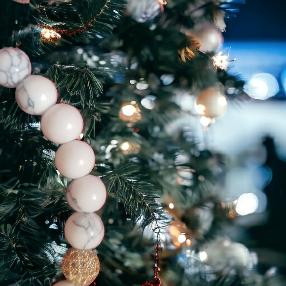Howlite Handcrafted Beaded Bracelet with Gold Accents - Picture 4 of 8